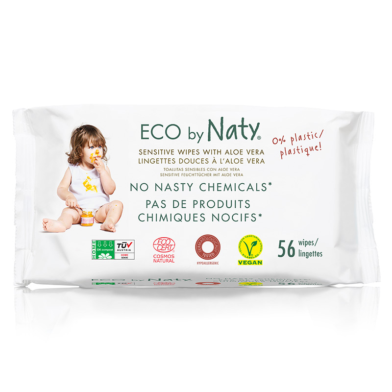 Органічні дитячі вологі серветки Eco by Naty з алое, 56 шт