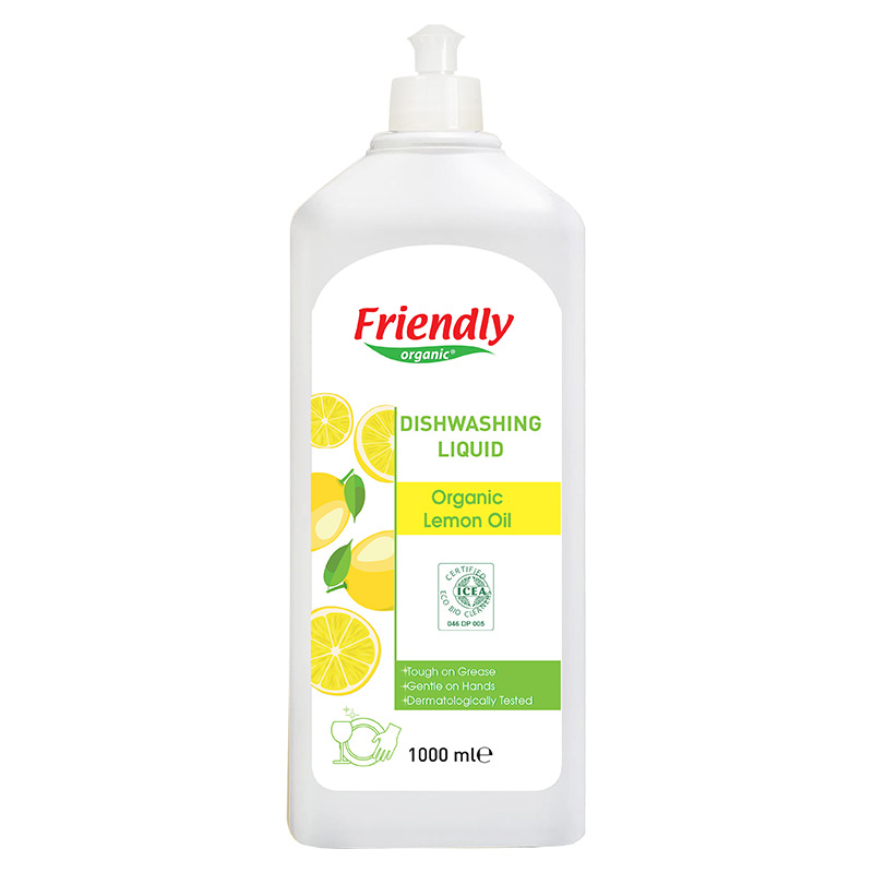 Органічний засіб для миття посуду FRIENDLY ORGANIC з лимонною олією, 1000 мл