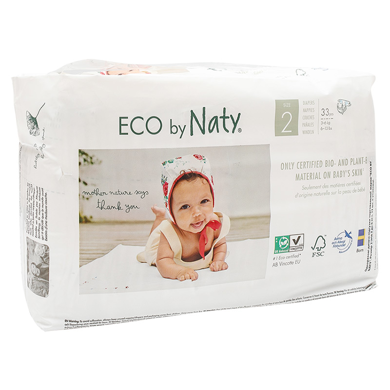 Органические подгузники Eco by Naty, размер 2 (от 3 до 6 кг), 33 шт.