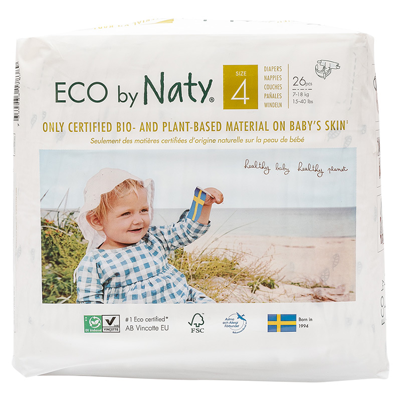 Органические подгузники Eco by Naty, размер 4 (от 7 до 18 кг), 26 шт.