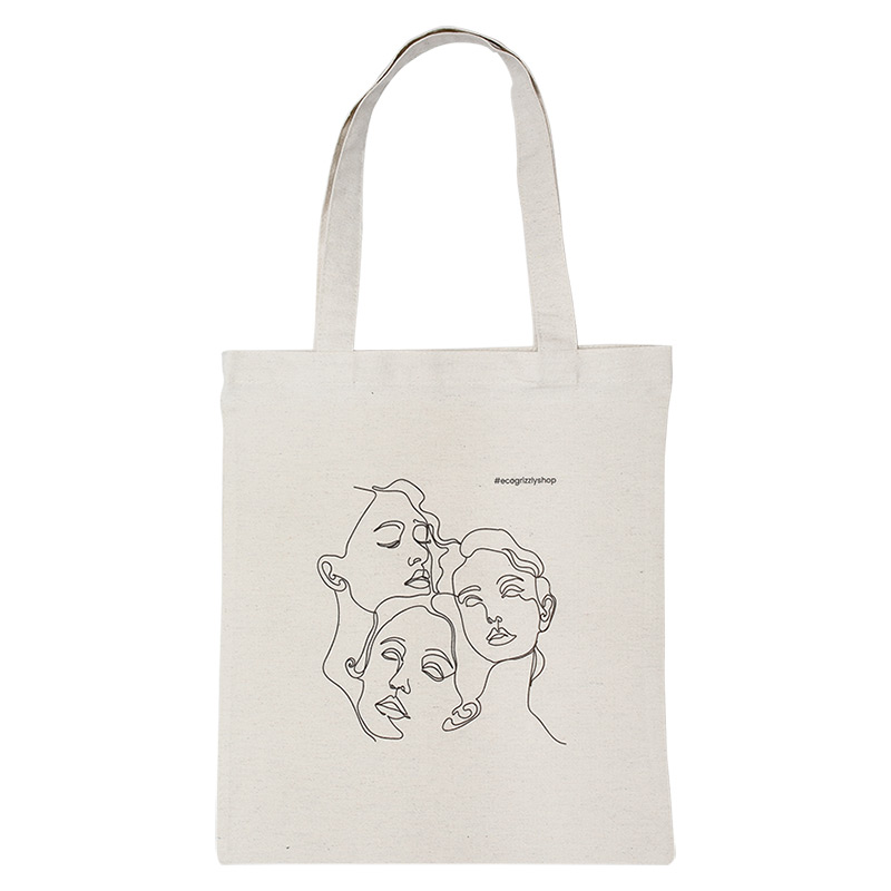 Мінімалістична біла екосумка-шопер із зображенням жінок "Face to Face"