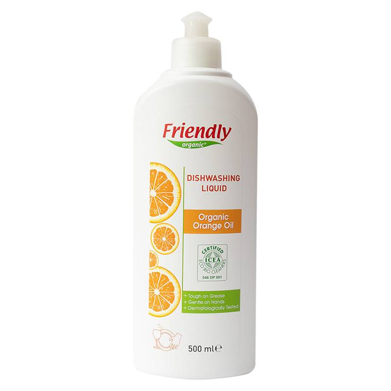 Органическое средство для мытья посуды "FRIENDLY ORGANIC" с апельсиновым маслом, 500 мл