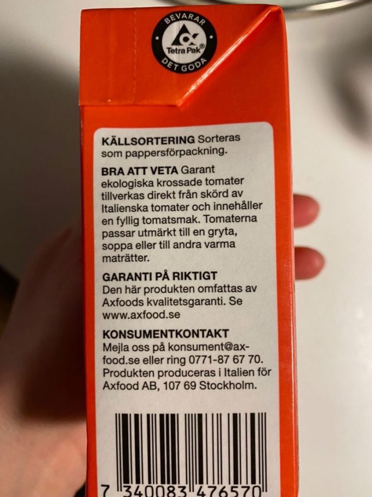 Информация о сортировка Tetra Pak в Швеции