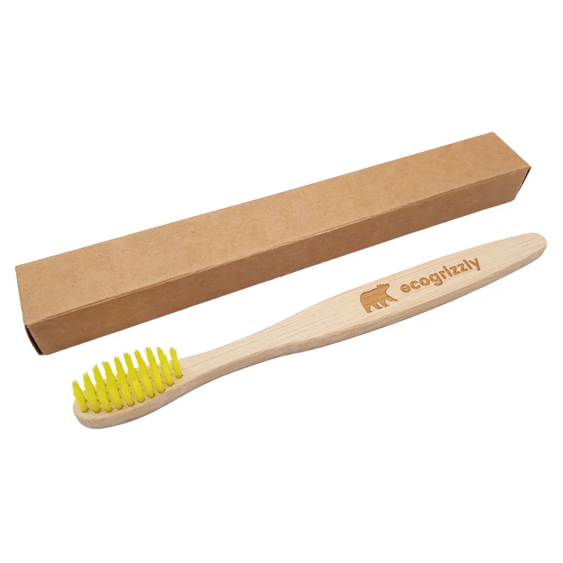 Бамбуковая зубная щетка Ecogrizzly для детей (желтая)