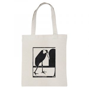 Чорно-біла екосумка-шопер із зображенням птаха Марабу