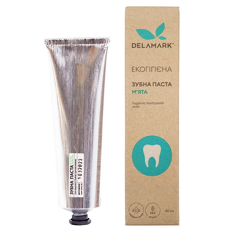 Комплект "Здорові зуби": зубна щітка Ecogrizzly та паста Delamark