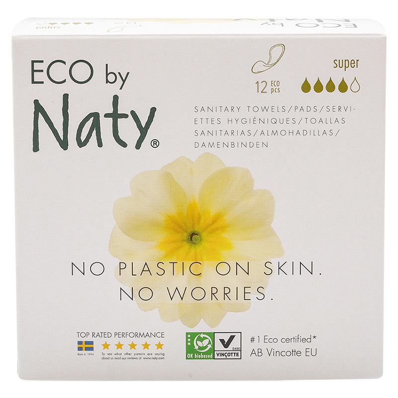 Гігієнічні прокладки Eco by Naty extra normal plus з крильцями, 4 краплі, 12 шт.