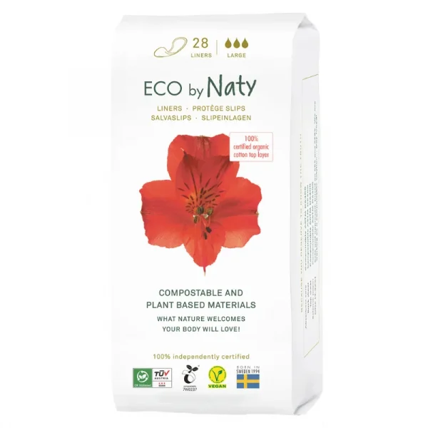 Щоденні гігієнічні прокладки Eco by Naty extra (великі), 3 краплі, 28 шт.