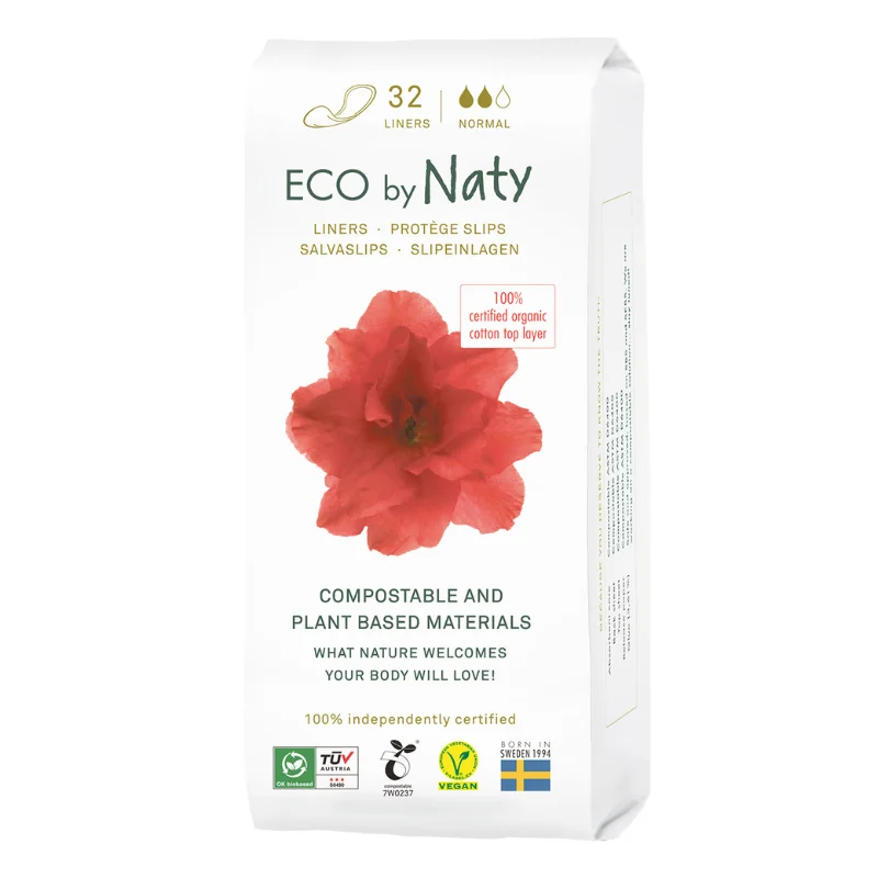 Ежедневные гигиенические прокладки Eco by Naty normal (стандарт), 2 капли, 32шт