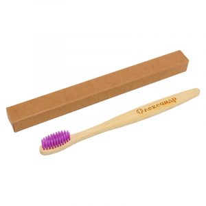 Фіолетова бамбукова зубна щітка з іменним гравіюванням Олександр