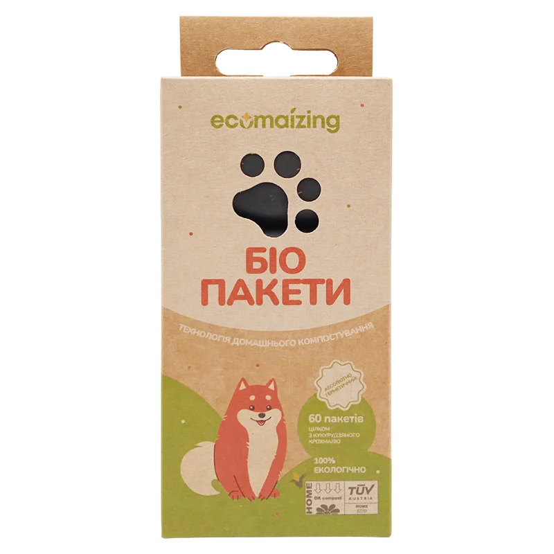Биоразлагаемые пакеты для уборки за животными Ecomaizing, 60 шт.