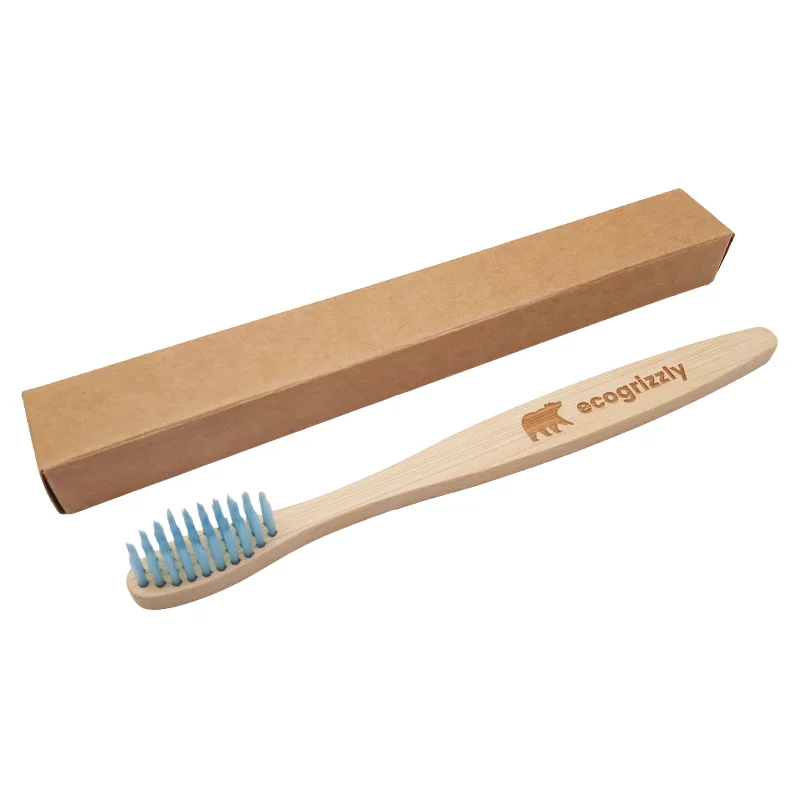 Бамбуковая зубная щетка Ecogrizzly для детей (голубая)