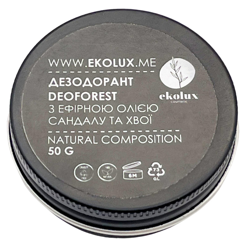Дезодорант натуральный EKOLUX с ароматом сандалового дерева, 50 г