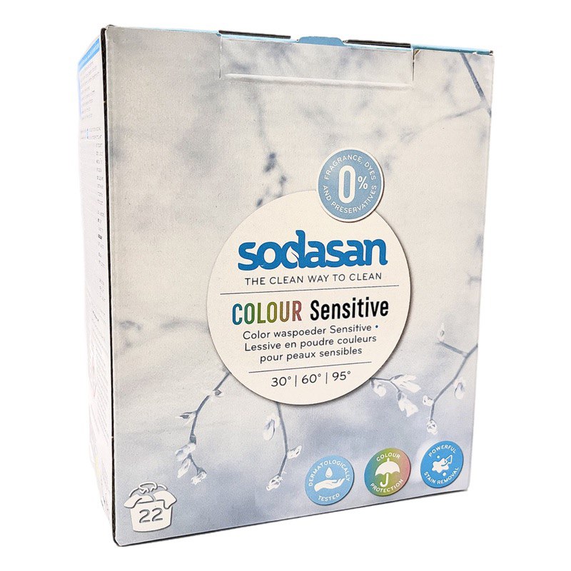 Органический стиральный порошок-концентрат SODASAN Color sensitiv для чувствительной кожи и детских вещей, для белых и цветных вещей, с смягчителем воды и кондиционером, 1 кг